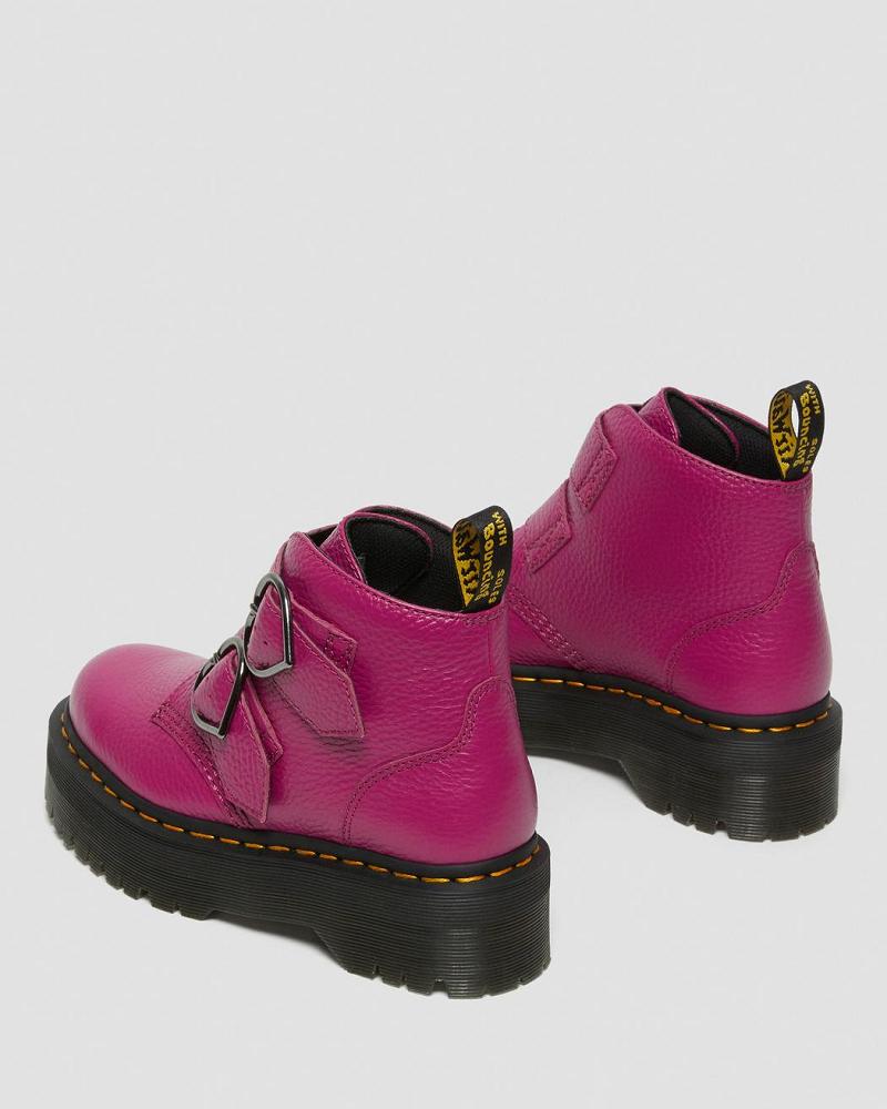 Botas Plataforma Dr Martens Devon Heart Cuero Mujer Rosas | MX 546DFM